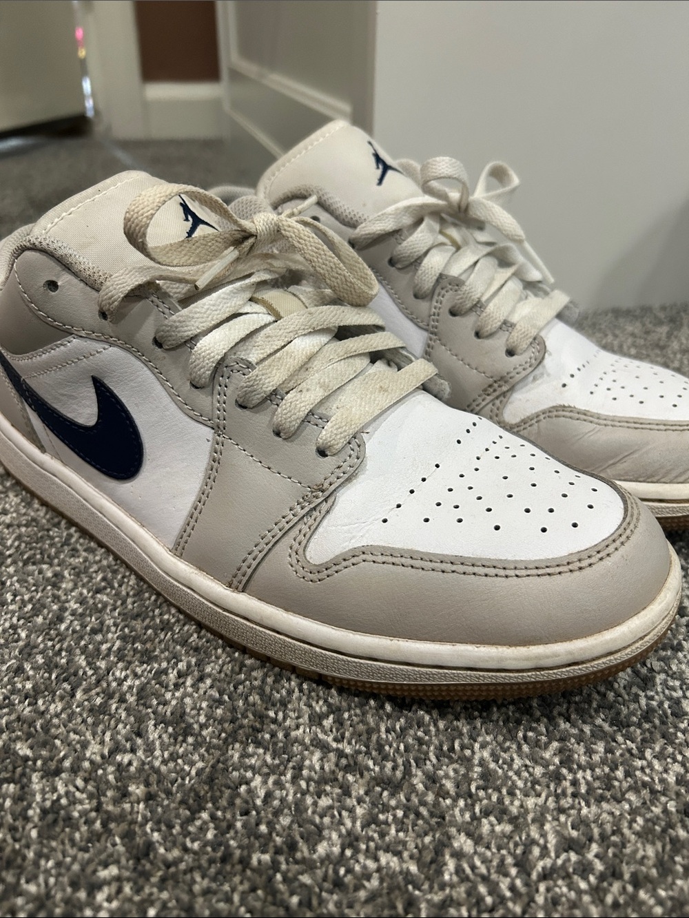 Nike Air Jordan Low Men's Sneakers - White, Light Gray & Navy
